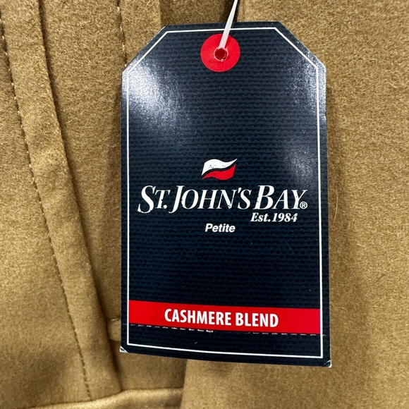 St. John’s Bay Petite Cashmere Blend Hooded Toggle Coat Caramel Latte NWT PL - Picture 14 of 16